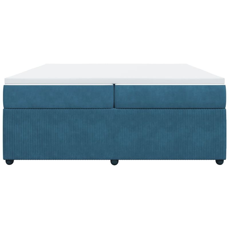 Casa si Gradina - Mobilier - Paturi si accesorii - Paturi - Pat box spring cu saltea, albastru inchis, 200x200 cm, catifea - Infinity.ro