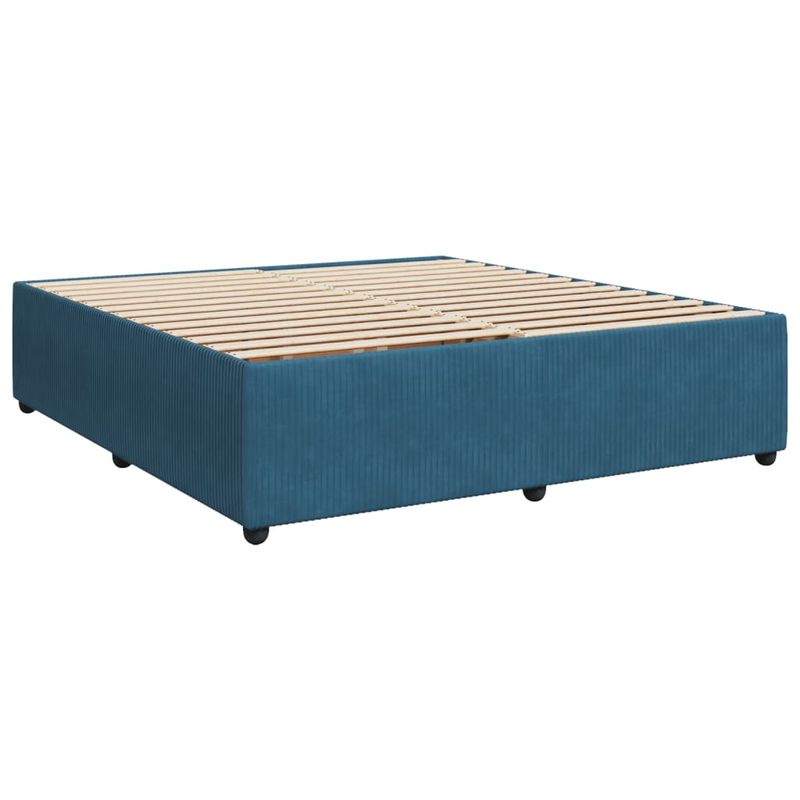 Casa si Gradina - Mobilier - Paturi si accesorii - Paturi - Pat box spring cu saltea, albastru inchis, 200x200 cm, catifea - Infinity.ro