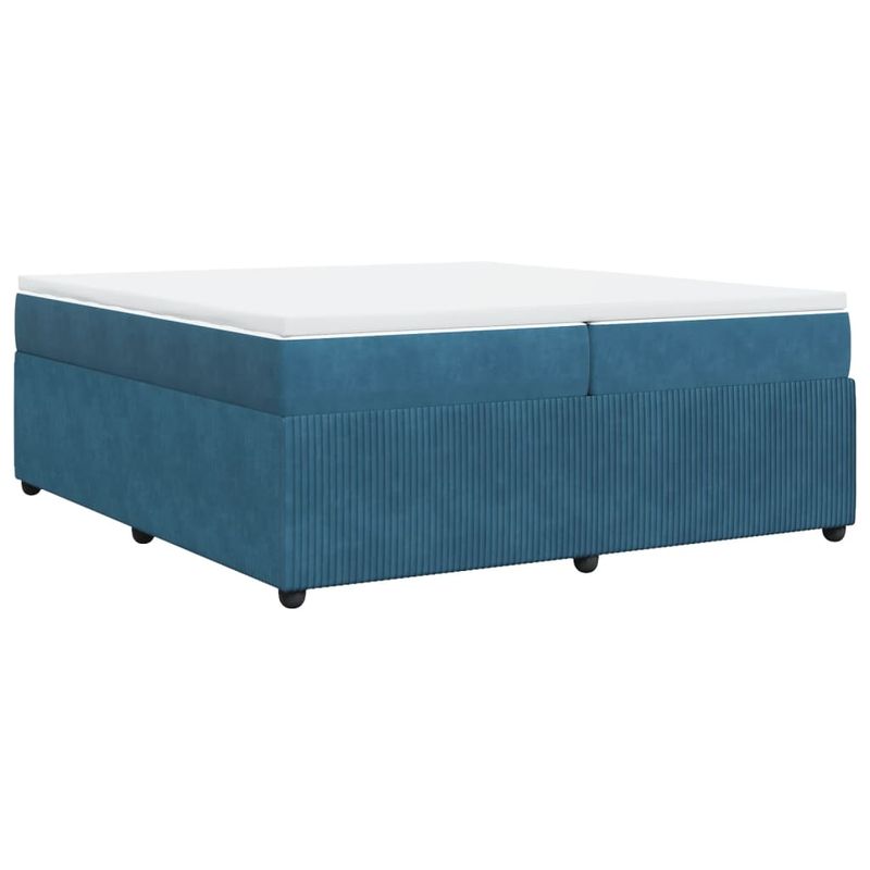 Casa si Gradina - Mobilier - Paturi si accesorii - Paturi - Pat box spring cu saltea, albastru inchis, 200x200 cm, catifea - Infinity.ro