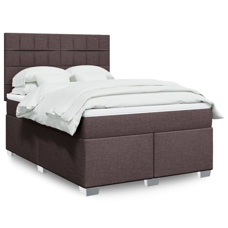 Casa si Gradina - Mobilier - Paturi si accesorii - Paturi - Pat continental cu saltea, maro inchis, 140x200 cm, textil - Infinity.ro