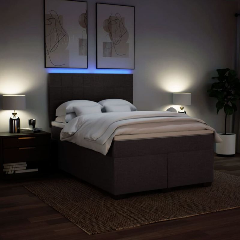 Casa si Gradina - Mobilier - Paturi si accesorii - Paturi - Pat continental cu saltea, maro inchis, 140x200 cm, textil - Infinity.ro