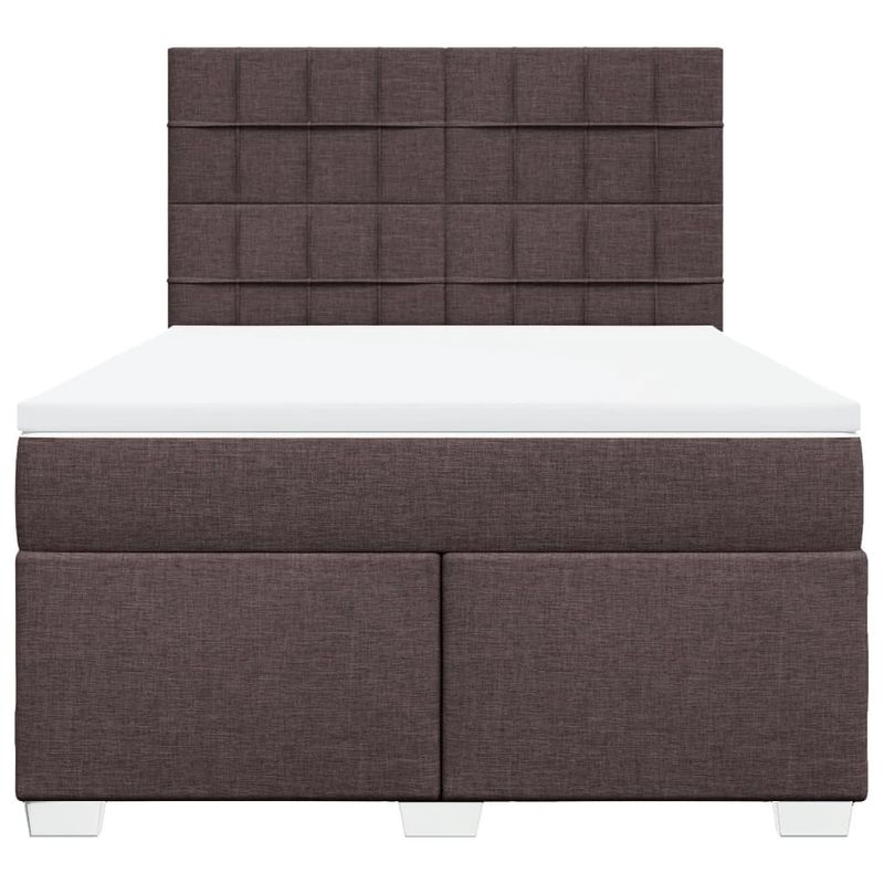 Casa si Gradina - Mobilier - Paturi si accesorii - Paturi - Pat continental cu saltea, maro inchis, 140x200 cm, textil - Infinity.ro