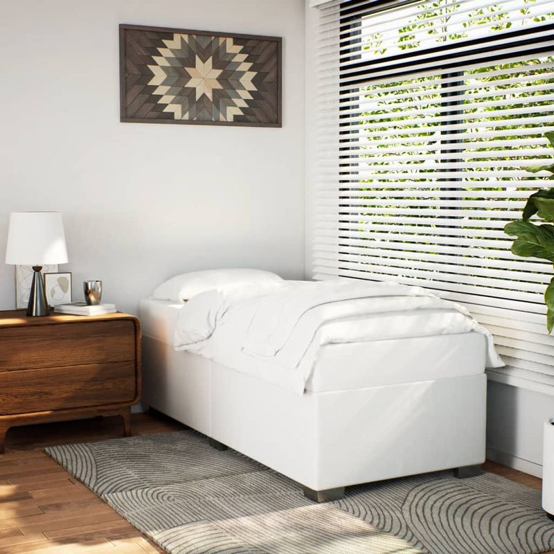 Casa si Gradina - Mobilier - Paturi si accesorii - Paturi - Cadru de pat, alb, 100x200 cm, piele ecologica - Infinity.ro