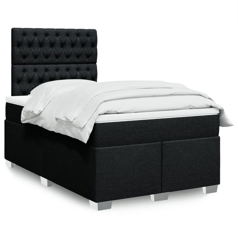 Casa si Gradina - Mobilier - Paturi si accesorii - Paturi - Pat box spring cu saltea, negru, 120x200 cm, textil - Infinity.ro