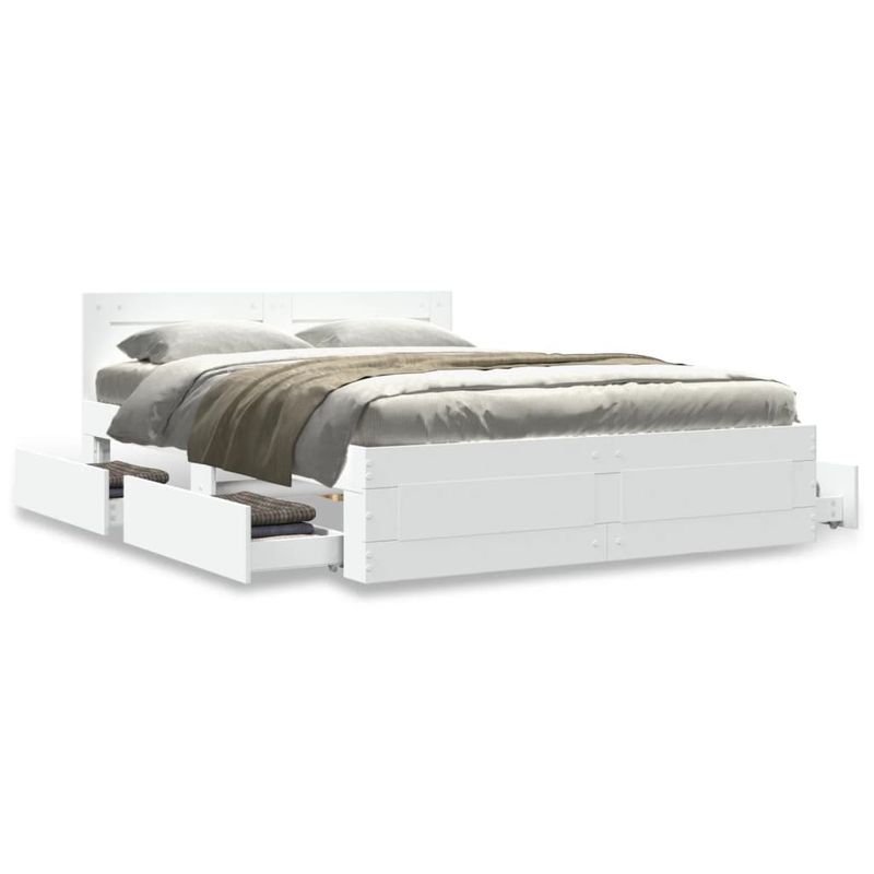 Casa si Gradina - Mobilier - Paturi si accesorii - Paturi - Cadru de pat cu tablie, alb, 140x200 cm, lemn prelucrat - Infinity.ro
