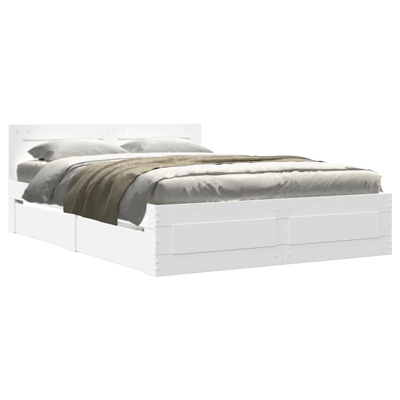 Casa si Gradina - Mobilier - Paturi si accesorii - Paturi - Cadru de pat cu tablie, alb, 140x200 cm, lemn prelucrat - Infinity.ro