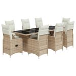 Casa si Gradina - Gradina si terasa - Mobilier exterior - Seturi mobila gradina - Set bistro de gradina, 9 piese, cu perne, bej, poliratan - Infinity.ro