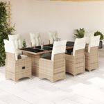 Casa si Gradina - Gradina si terasa - Mobilier exterior - Seturi mobila gradina - Set bistro de gradina, 9 piese, cu perne, bej, poliratan - Infinity.ro