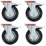 Casa si Gradina - Constructii - Depozitare, transport si protectie - Accesorii echipamente pentru transport si ridicat - Roti pivotante cu frane duble, 4 buc., 200 mm - Infinity.ro