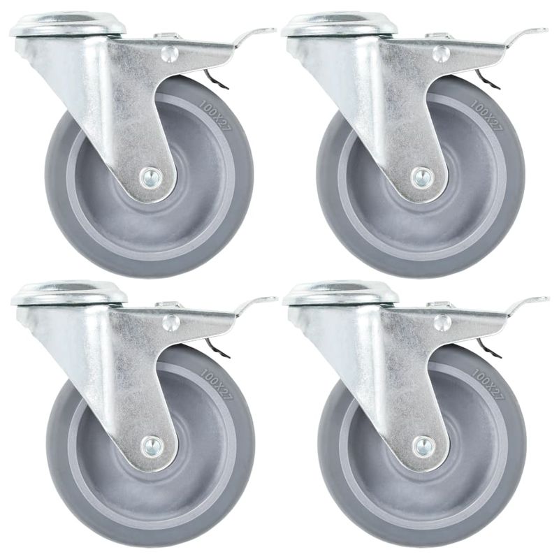 Casa si Gradina - Constructii - Depozitare, transport si protectie - Accesorii echipamente pentru transport si ridicat - Roti pivotante cu gaura pentru surub, 8 buc., 100 mm - Infinity.ro