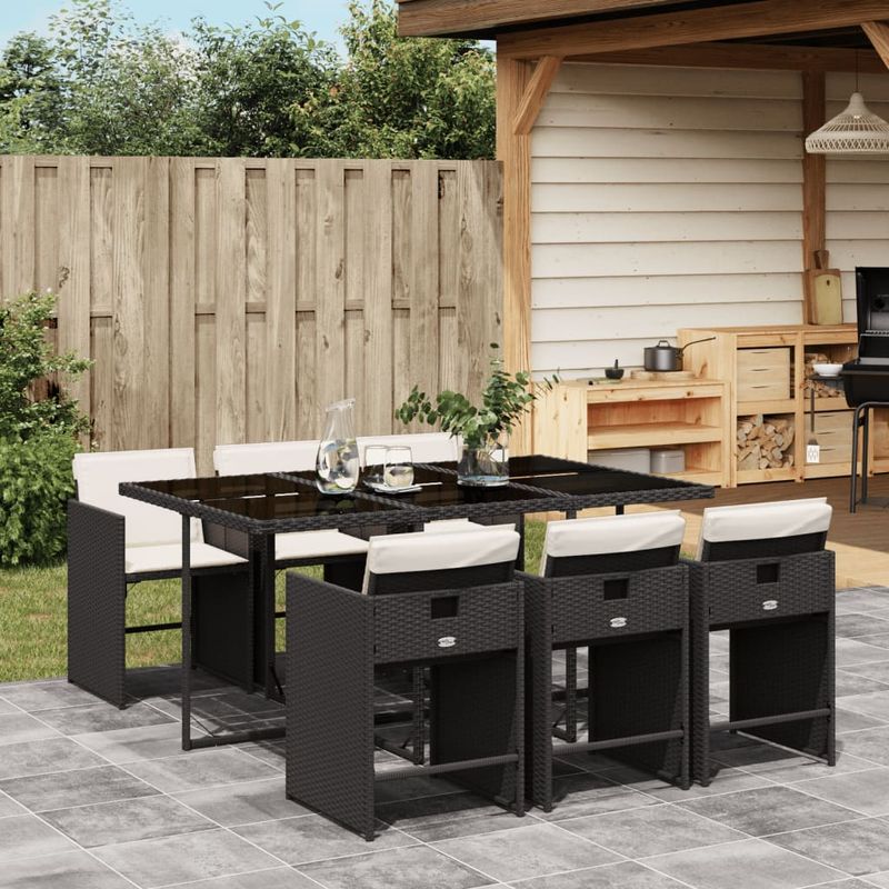 Casa si Gradina - Gradina si terasa - Mobilier exterior - Seturi mobila gradina - Set mobilier de gradina cu perne, 7 piese, negru, poliratan - Infinity.ro