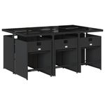 Casa si Gradina - Gradina si terasa - Mobilier exterior - Seturi mobila gradina - Set mobilier de gradina cu perne, 7 piese, negru, poliratan - Infinity.ro