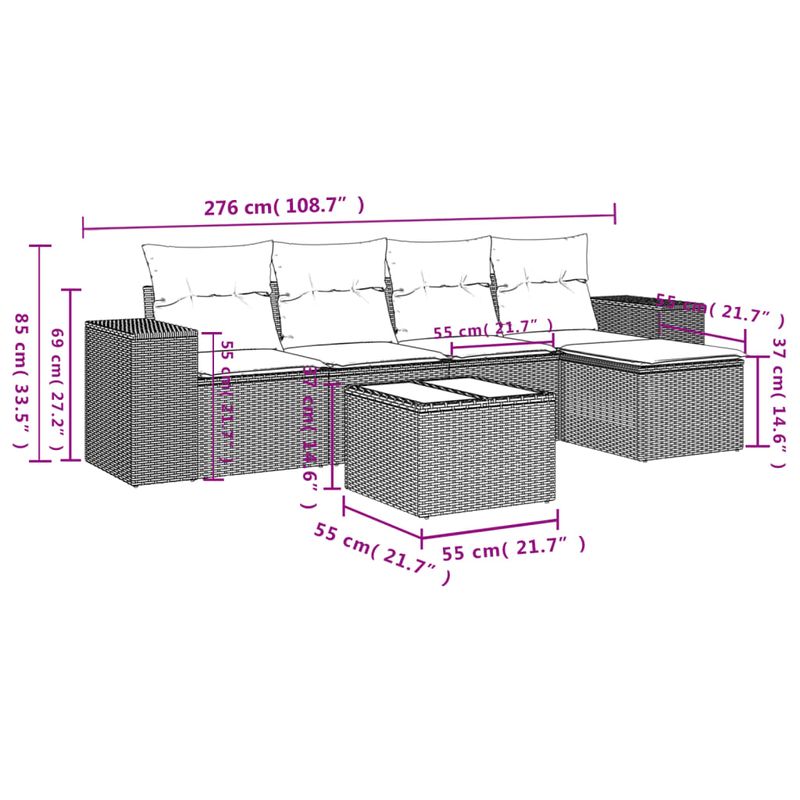 Casa si Gradina - Gradina si terasa - Mobilier exterior - Seturi mobila gradina - Set canapele de gradina cu perne, 6 piese gri deschis poliratan - Infinity.ro