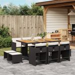 Casa si Gradina - Gradina si terasa - Mobilier exterior - Seturi mobila gradina - Set mobilier de exterior cu perne, 11 piese, negru, poliratan - Infinity.ro