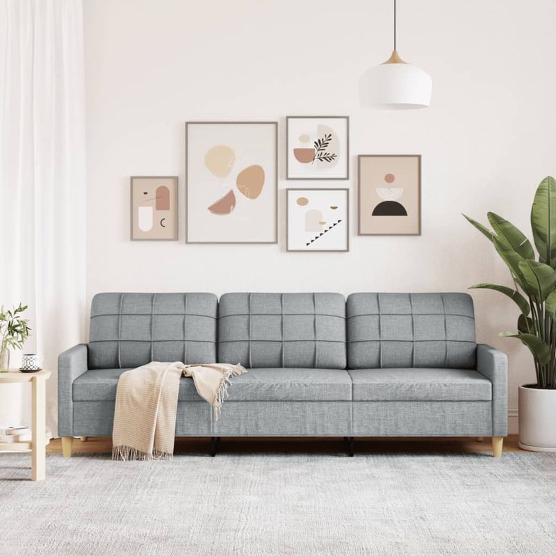 Casa si Gradina - Mobilier - Canapele si coltare - Canapele - Canapea cu 3 locuri, gri deschis, 210 cm, material textil - Infinity.ro