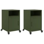 Casa si Gradina - Mobilier - Comode si corpuri - Noptiere - Noptiere, 2 buc., verde olive, 36x39x59 cm, otel - Infinity.ro