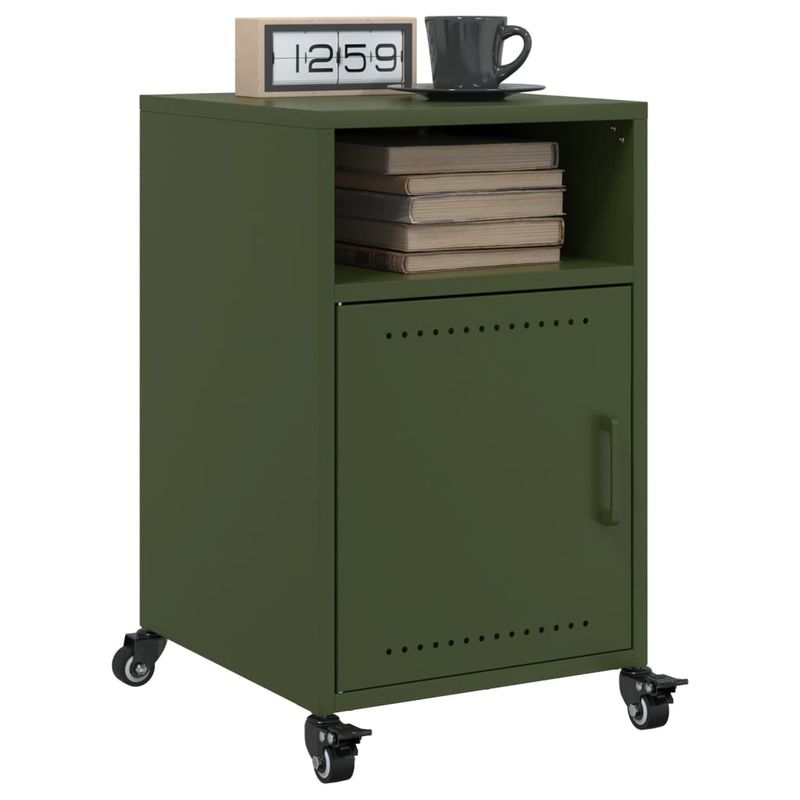 Casa si Gradina - Mobilier - Comode si corpuri - Noptiere - Noptiere, 2 buc., verde olive, 36x39x59 cm, otel - Infinity.ro