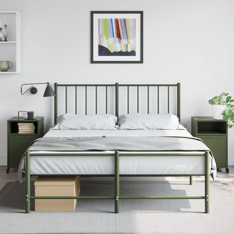 Casa si Gradina - Mobilier - Comode si corpuri - Noptiere - Noptiere, 2 buc., verde olive, 36x39x59 cm, otel - Infinity.ro