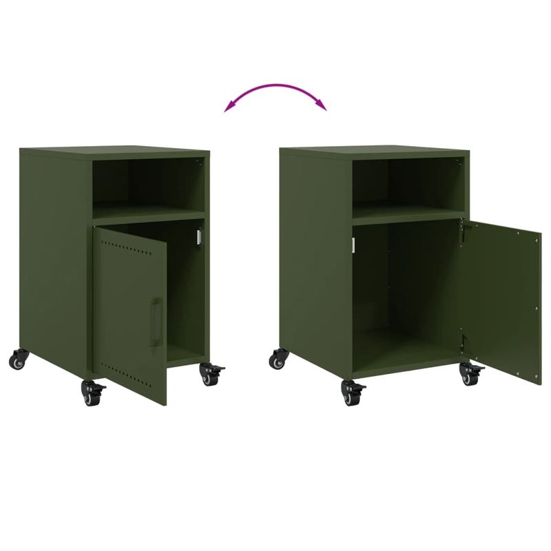 Casa si Gradina - Mobilier - Comode si corpuri - Noptiere - Noptiere, 2 buc., verde olive, 36x39x59 cm, otel - Infinity.ro