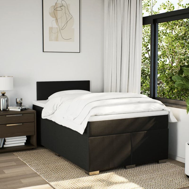 Casa si Gradina - Mobilier - Paturi si accesorii - Paturi - Pat box spring cu saltea, negru, 120x200 cm, textil - Infinity.ro