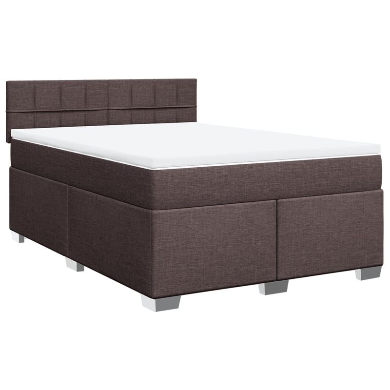 Casa si Gradina - Mobilier - Paturi si accesorii - Paturi - Pat box spring cu saltea, maro inchis, 140x200 cm, textil - Infinity.ro