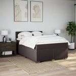 Casa si Gradina - Mobilier - Paturi si accesorii - Paturi - Pat box spring cu saltea, maro inchis, 140x200 cm, textil - Infinity.ro