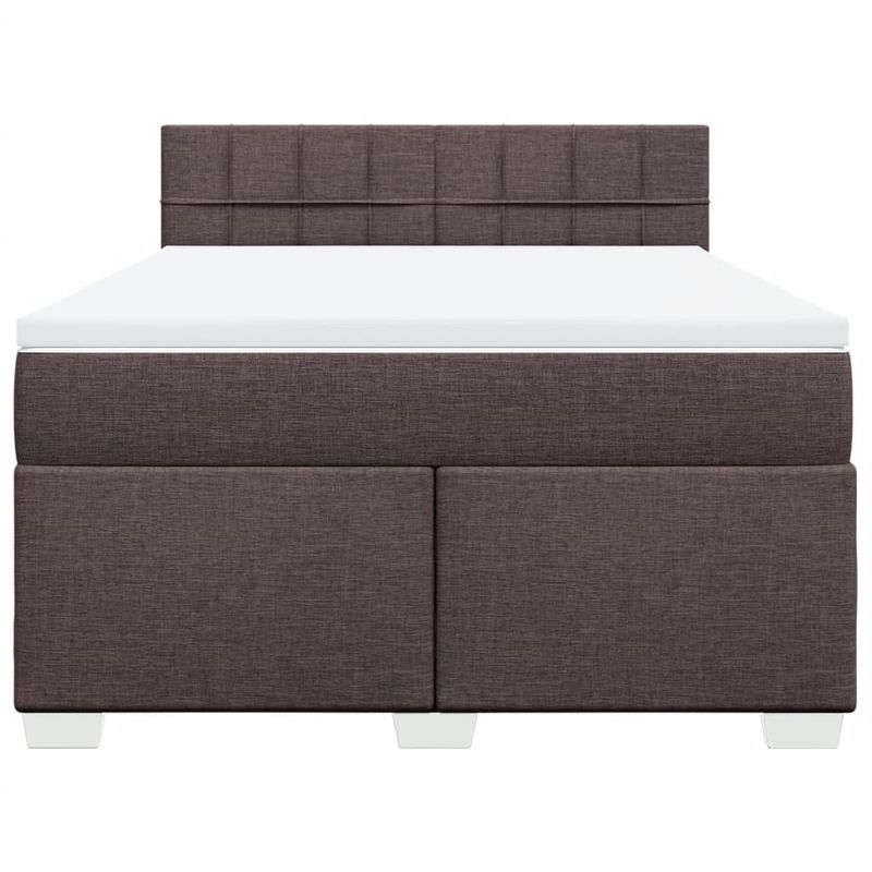 Casa si Gradina - Mobilier - Paturi si accesorii - Paturi - Pat box spring cu saltea, maro inchis, 140x200 cm, textil - Infinity.ro