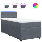 Casa si Gradina - Mobilier - Paturi si accesorii - Paturi - Pat box spring cu saltea, gri inchis, 90x190 cm, catifea - Infinity.ro