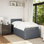 Casa si Gradina - Mobilier - Paturi si accesorii - Paturi - Pat box spring cu saltea, gri inchis, 90x190 cm, catifea - Infinity.ro