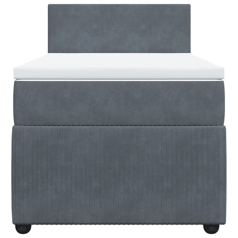 Casa si Gradina - Mobilier - Paturi si accesorii - Paturi - Pat box spring cu saltea, gri inchis, 90x190 cm, catifea - Infinity.ro
