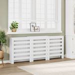 Casa si Gradina - Termice - Calorifere si accesorii - Accesorii calorifere - Masca pentru calorifer, alb, 205x21,5x83,5 cm, lemn prelucrat, design șipci orizontale - Infinity.ro