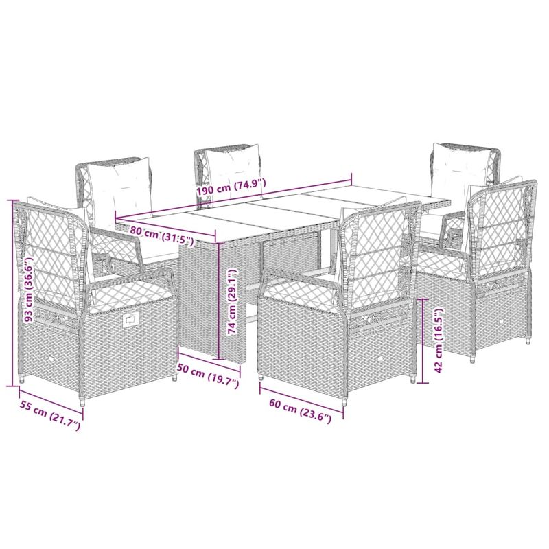 Casa si Gradina - Gradina si terasa - Mobilier exterior - Seturi mobila gradina - Set mobilier de gradina cu perne, 7 piese, gri, poliratan - Infinity.ro