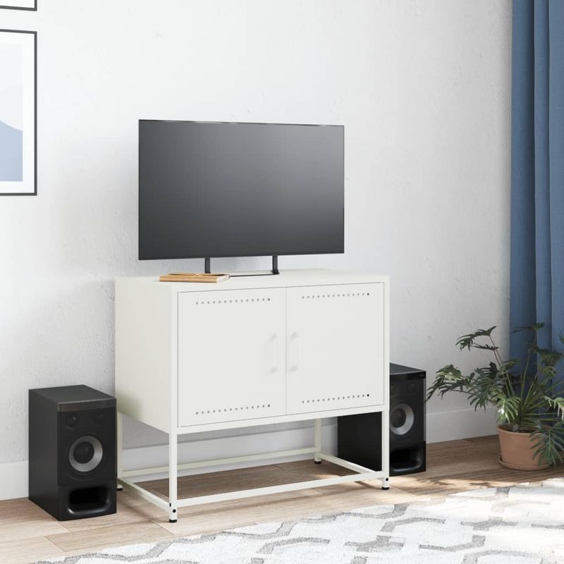 Casa si Gradina - Mobilier - Comode si corpuri - Comode - Dulap TV, alb, 68,5x39x60,5 cm, otel - Infinity.ro