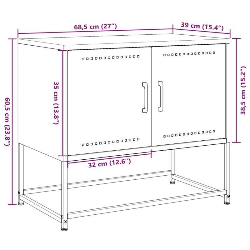Casa si Gradina - Mobilier - Comode si corpuri - Comode - Dulap TV, alb, 68,5x39x60,5 cm, otel - Infinity.ro
