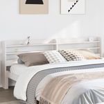 Casa si Gradina - Mobilier - Paturi si accesorii - Accesorii paturi - Tablie de pat cu rafturi, 200 cm, lemn masiv de pin, alb, mărime 210x16x82 cm - Infinity.ro