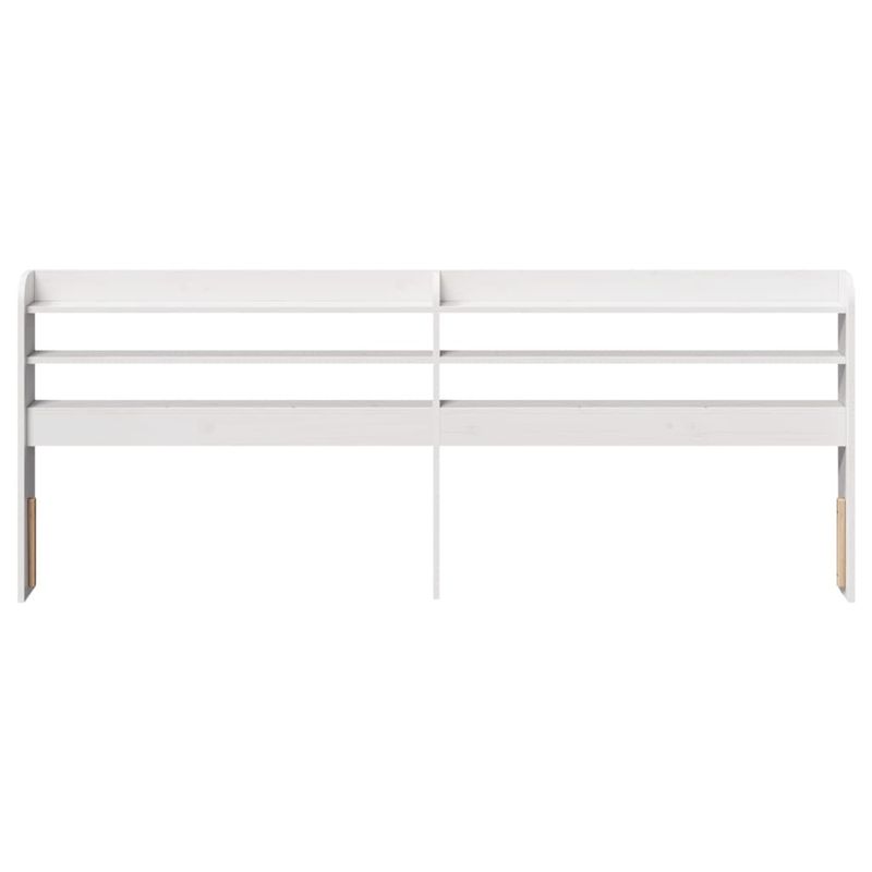 Casa si Gradina - Mobilier - Paturi si accesorii - Accesorii paturi - Tablie de pat cu rafturi, 200 cm, lemn masiv de pin, alb, mărime 210x16x82 cm - Infinity.ro