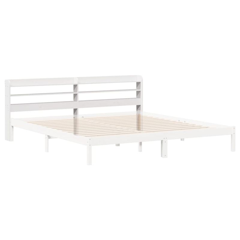 Casa si Gradina - Mobilier - Paturi si accesorii - Accesorii paturi - Tablie de pat cu rafturi, 200 cm, lemn masiv de pin, alb, mărime 210x16x82 cm - Infinity.ro