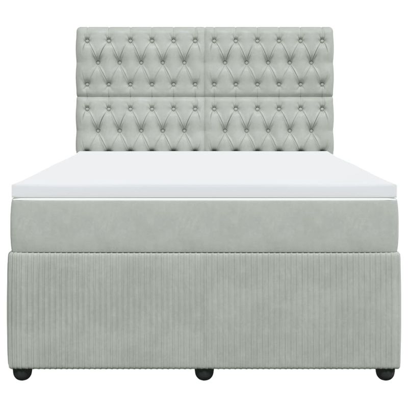 Casa si Gradina - Mobilier - Paturi si accesorii - Paturi - Pat box spring cu saltea, gri deschis, 140x200 cm, catifea - Infinity.ro
