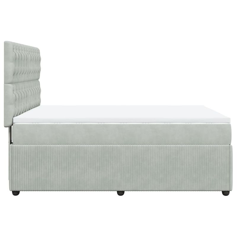 Casa si Gradina - Mobilier - Paturi si accesorii - Paturi - Pat box spring cu saltea, gri deschis, 140x200 cm, catifea - Infinity.ro