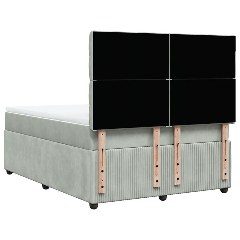 Casa si Gradina - Mobilier - Paturi si accesorii - Paturi - Pat box spring cu saltea, gri deschis, 140x200 cm, catifea - Infinity.ro