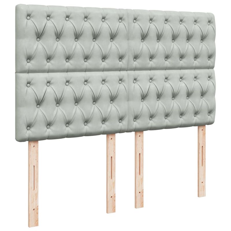 Casa si Gradina - Mobilier - Paturi si accesorii - Paturi - Pat box spring cu saltea, gri deschis, 140x200 cm, catifea - Infinity.ro