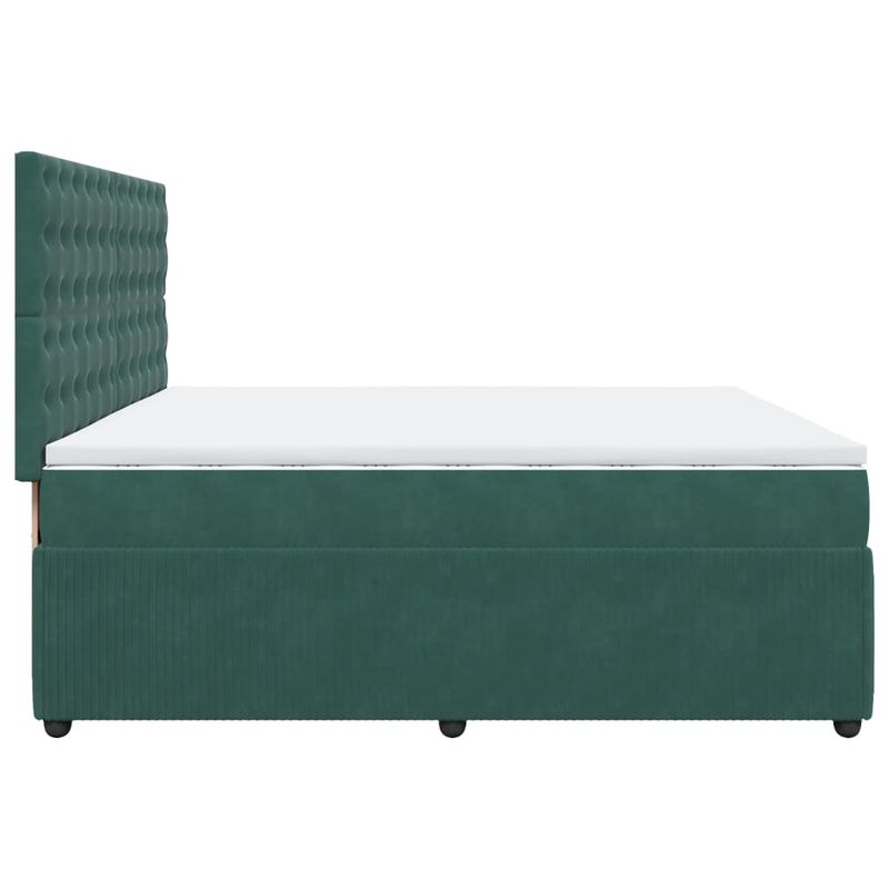 Casa si Gradina - Mobilier - Paturi si accesorii - Paturi - Pat box spring cu saltea, verde inchis, 200x200 cm, catifea - Infinity.ro