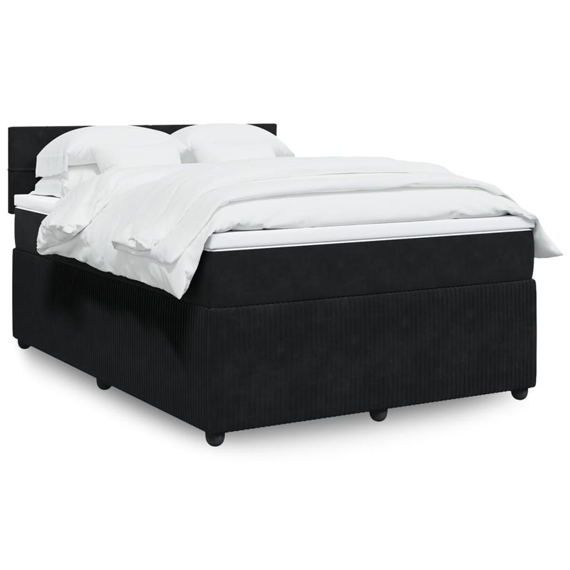 Casa si Gradina - Mobilier - Paturi si accesorii - Paturi - Pat box spring cu saltea, negru, 160x200 cm, catifea - Infinity.ro
