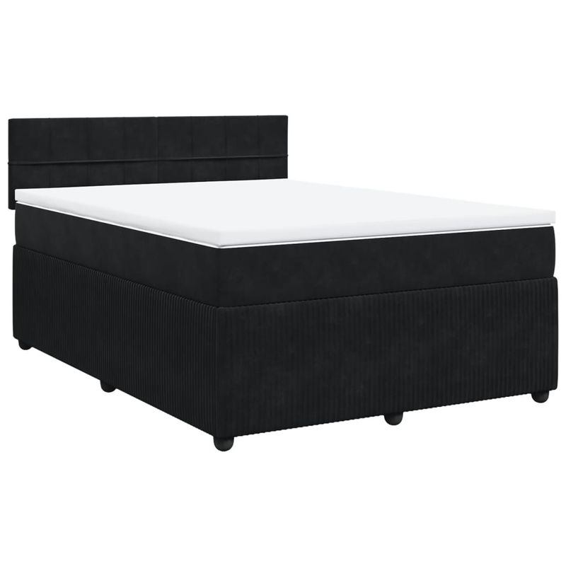 Casa si Gradina - Mobilier - Paturi si accesorii - Paturi - Pat box spring cu saltea, negru, 160x200 cm, catifea - Infinity.ro