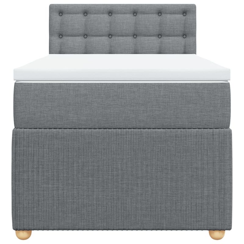 Casa si Gradina - Mobilier - Paturi si accesorii - Paturi - Pat box spring cu saltea, gri deschis, 90x190 cm, textil - Infinity.ro
