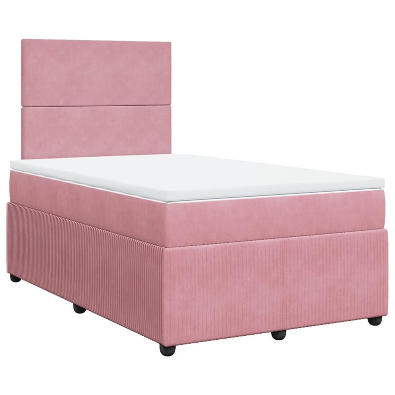 Casa si Gradina - Mobilier - Paturi si accesorii - Paturi - Pat box spring cu saltea, roz, 120x200 cm, catifea - Infinity.ro