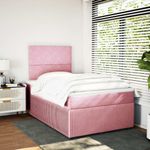 Casa si Gradina - Mobilier - Paturi si accesorii - Paturi - Pat box spring cu saltea, roz, 120x200 cm, catifea - Infinity.ro