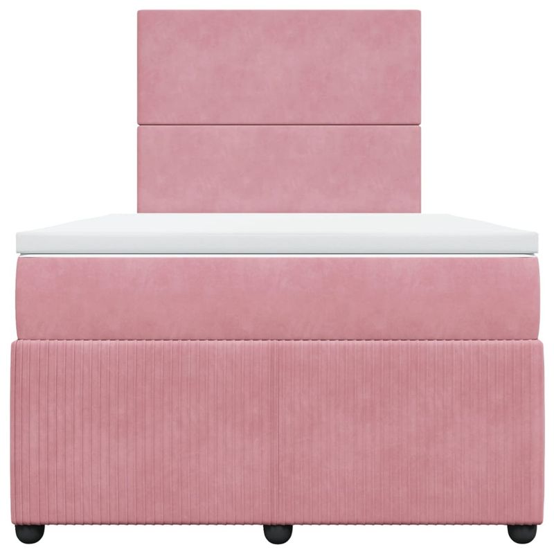 Casa si Gradina - Mobilier - Paturi si accesorii - Paturi - Pat box spring cu saltea, roz, 120x200 cm, catifea - Infinity.ro