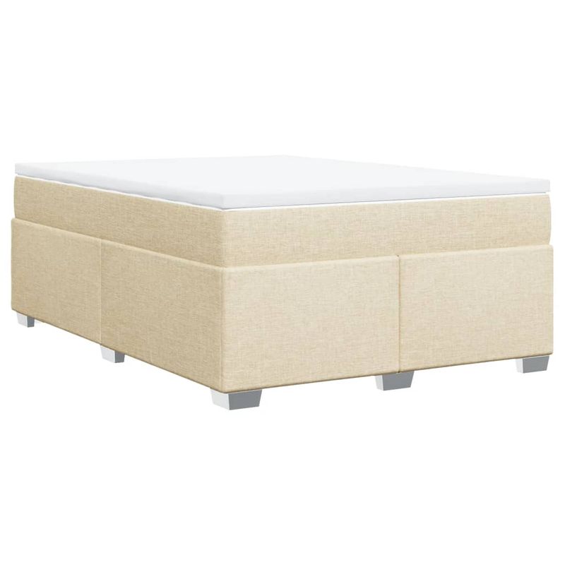 Casa si Gradina - Mobilier - Paturi si accesorii - Paturi - Pat box spring cu saltea, crem, 140x200 cm, textil - Infinity.ro