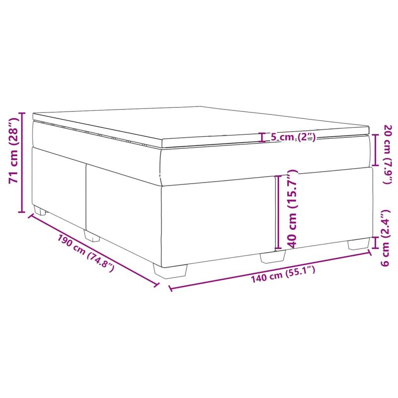 Casa si Gradina - Mobilier - Paturi si accesorii - Paturi - Pat box spring cu saltea, crem, 140x200 cm, textil - Infinity.ro